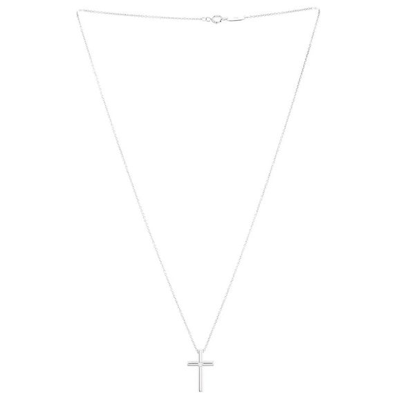 Tiffany & Co. Cross Pendant Necklace 18K White Gold with Diamond - - Picture 2 of 5